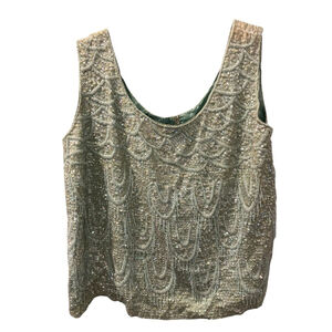 Vintage 60's Alexander's Wool Beaded Fringe Sequins Formal Top Size 40 Embroider